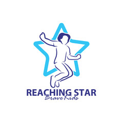 Reaching Stars Logo Design Template. Kids Dream Star Logo Vector. Emblem, Colorful, Creative Symbol, Icon