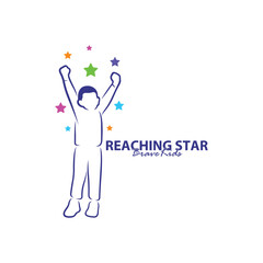 Reaching Stars Logo Design Template. Kids Dream Star Logo Vector. Emblem, Colorful, Creative Symbol, Icon