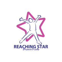 Reaching Stars Logo Design Template. Kids Dream Star Logo Vector. Emblem, Colorful, Creative Symbol, Icon