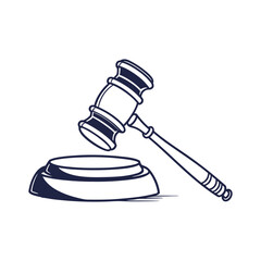 Dark blue gavel and sounding block illustration on white background vector