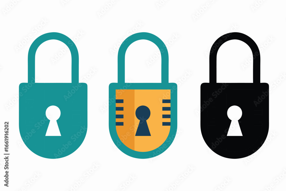 Fototapete vector icons of locks and keys symbolizing security and protection for web design