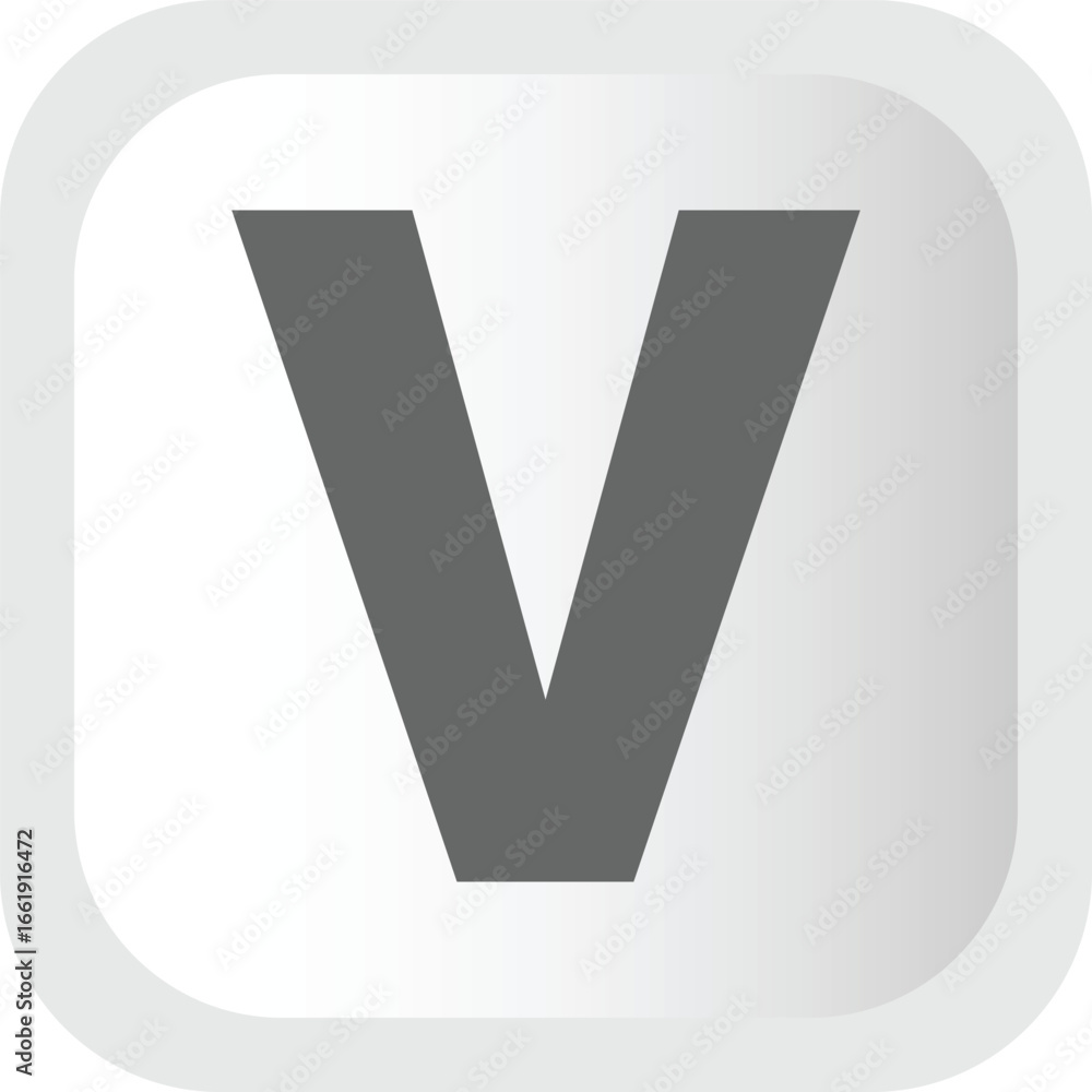 Poster simple gray letter v icon with rounded square border modern design elements vector