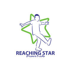 Reaching Stars Logo Design Template. Kids Dream Star Logo Vector. Emblem, Colorful, Creative Symbol, Icon