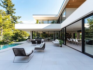 Exterior patio with clean architectural lines and functional openair layout