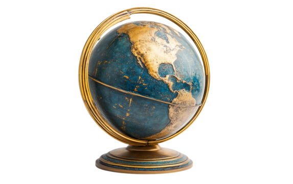 Earth globe with orbit rings representing science, education, and planetary studies for learning and exploration isolated on transparent background PNG
