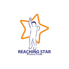 Reaching Stars Logo Design Template. Kids Dream Star Logo Vector. Emblem, Colorful, Creative Symbol, Icon