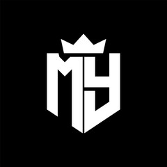 MY Vector image of a shield with a sharp geometric style and a pointed crown