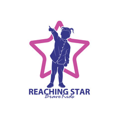Reaching Stars Logo Design Template. Kids Dream Star Logo Vector. Emblem, Colorful, Creative Symbol, Icon