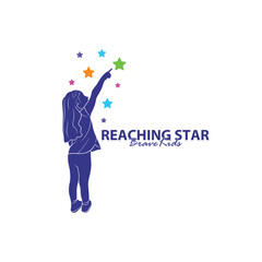 Reaching Stars Logo Design Template. Kids Dream Star Logo Vector. Emblem, Colorful, Creative Symbol, Icon
