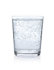 Refreshing soda water in glass isolated on white