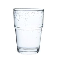 Refreshing soda water in glass isolated on white