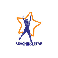Reaching Stars Logo Design Template. Kids Dream Star Logo Vector. Emblem, Colorful, Creative Symbol, Icon