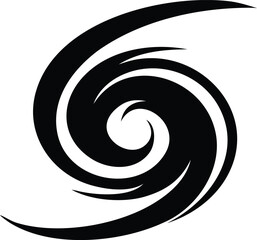 Naklejka premium Stylized Black Hurricane Icon with Swirling Arms Isolated on White Background