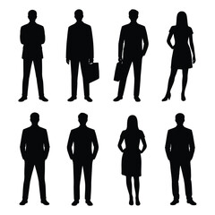 Diverse silhouettes of business people standing in groups