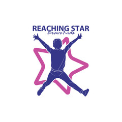 Reaching Stars Logo Design Template. Kids Dream Star Logo Vector. Emblem, Colorful, Creative Symbol, Icon