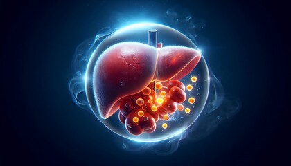 3D Illustration of Liver Damage Showing Fatty Liver, Fibrosis, Cirrhosis, and Liver Cancer