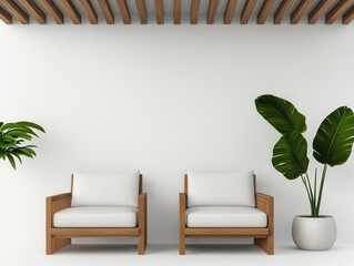 Midcentury patio with functional furniture placement and clean geometry