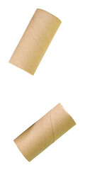 Top view set of two tissue paper cores or toilet paper tubes isolated with clipping path in png file format in png file format