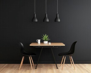 Dining space with foldable table and clean cabinetry, retro modern practicality