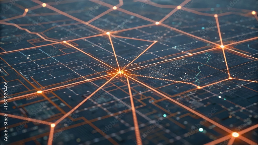 Poster glowing data grid concept for modernization and advanced technology