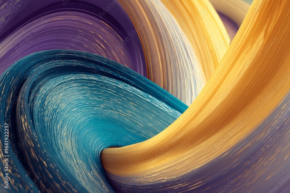 Poster abstract swirl of colors a mesmerizing display of movement and depth in shades of blue yellow and pu