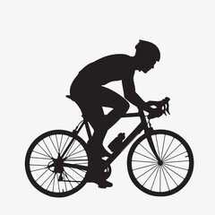 Obraz premium Silhouette of Male Athlete Cycling – Clean Outline Vector