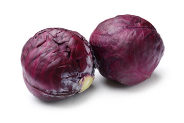 Two fresh red cabbages isolated on white