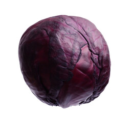One head of fresh red cabbage isolated on white