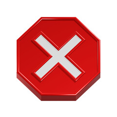 Obraz premium Prohibition Sign: A bold red octagonal sign displaying a white X graphically communicating No Entry or Forbidden symbolizing the power of visual communication.