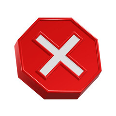 Obraz premium Forbidden Sign: A bold red octagon adorned with a prominent white X signifies prohibition and caution, an emblem of warnings.