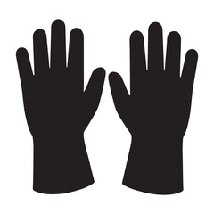 Obraz premium Black Protective Gloves Vector Illustration for Cleaning and Sanitation Services Safety Gear Symbol Design Isolated on White Background