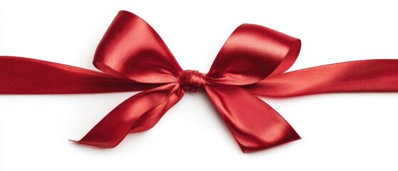 The elegant red satin bow tied in perfect symmetry for gifts.