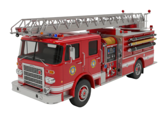 Emergency response action urban fire scene fire truck public safety environment low angle firefighting concept isolated PNG