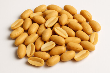 Golden Snack Pile: A close-up of a delectable cluster of golden-brown peanuts, showcasing their delightful texture. Evoking the essence of taste and food.