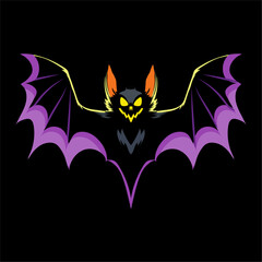 Spooky Bat with Evil Grin Halloween Creature Illustration