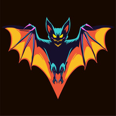 Spooky Bat with Evil Grin Halloween Creature Illustration