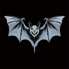 Spooky Bat with Evil Grin Halloween Creature Illustration