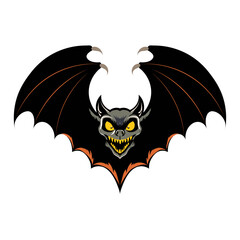 Spooky Bat with Evil Grin Halloween Creature Illustration