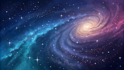 Fototapeta premium Swirling galaxy with vibrant blue and pink nebulae and bright stars full hd 4k stock image download space