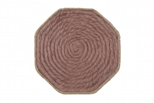 Pink and gold octagon rug creating a spiral pattern on a transparent background, perfect for interior design projects