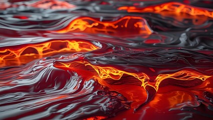 Abstract lava liquid background, glowing red and orange fluid.