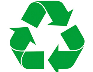Green recycling symbol with three chasing arrows forming a circular loop isolated on black background isolated on white background isolated on transparent background