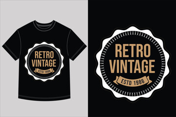  Retro Vintage T Shirt Design Estd 1986 Classic Badge Logo Graphic.