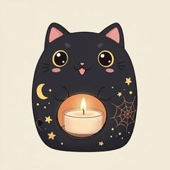 Black Cat Halloween Tealight Holder