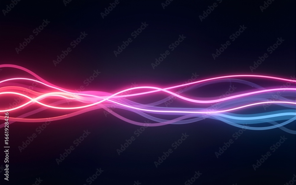 Poster a neon glowing light streaks creating an abstract motion effect on a dark background. high quality