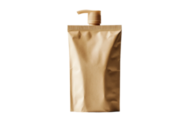 Eco-friendly refill pouch for liquid soap promoting sustainable and environmentally conscious hygiene isolated on transparent background PNG