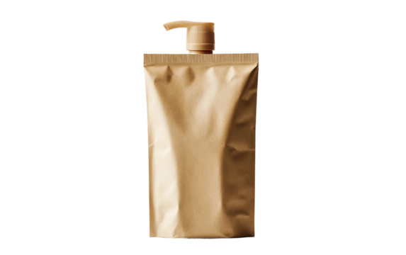 Eco-friendly refill pouch for liquid soap promoting sustainable and environmentally conscious hygiene isolated on transparent background PNG