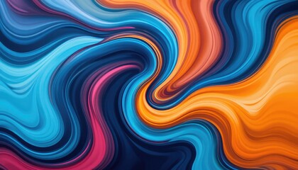 Obraz premium Abstract swirl of blue orange and pink colors creating a dynamic and fluid composition art piece
