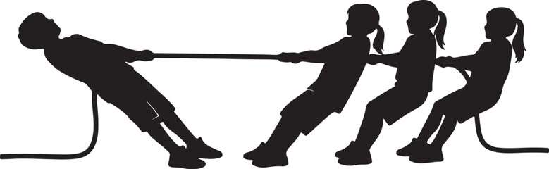 Tug of War Game Silhouette Vector