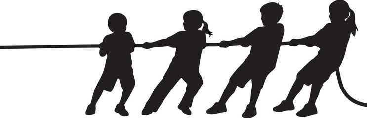Tug of War Game Silhouette Vector